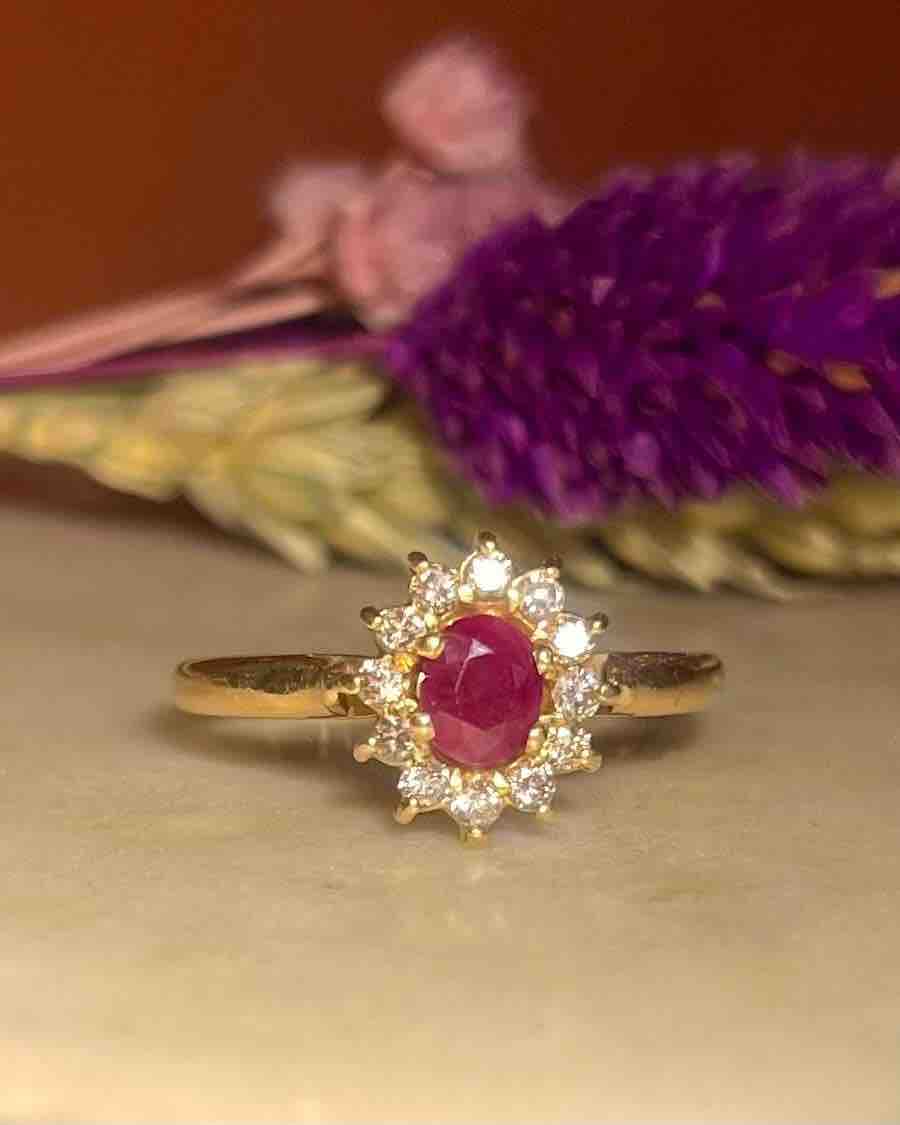 Bague Marguerite Diamants &amp; Rubis &quot;Luna&quot;