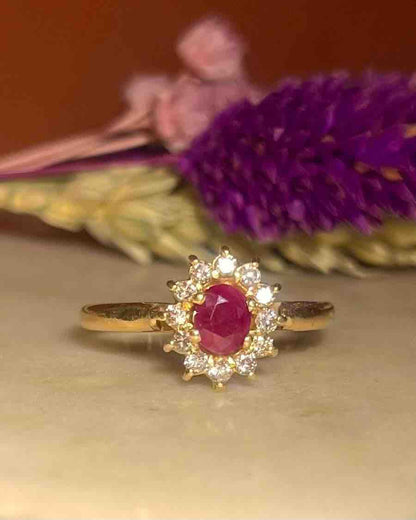 Bague Marguerite Diamants &amp; Rubis &quot;Luna&quot;