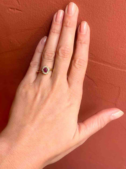 Bague Marguerite Diamants &amp; Rubis &quot;Luna&quot;