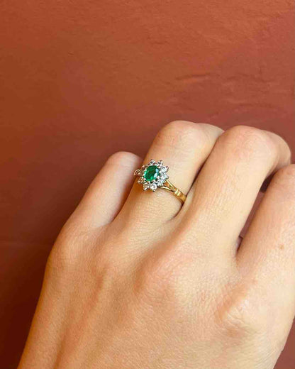 Bague Marguerite Émeraude &amp; Diamants &quot;Mathilda&quot;