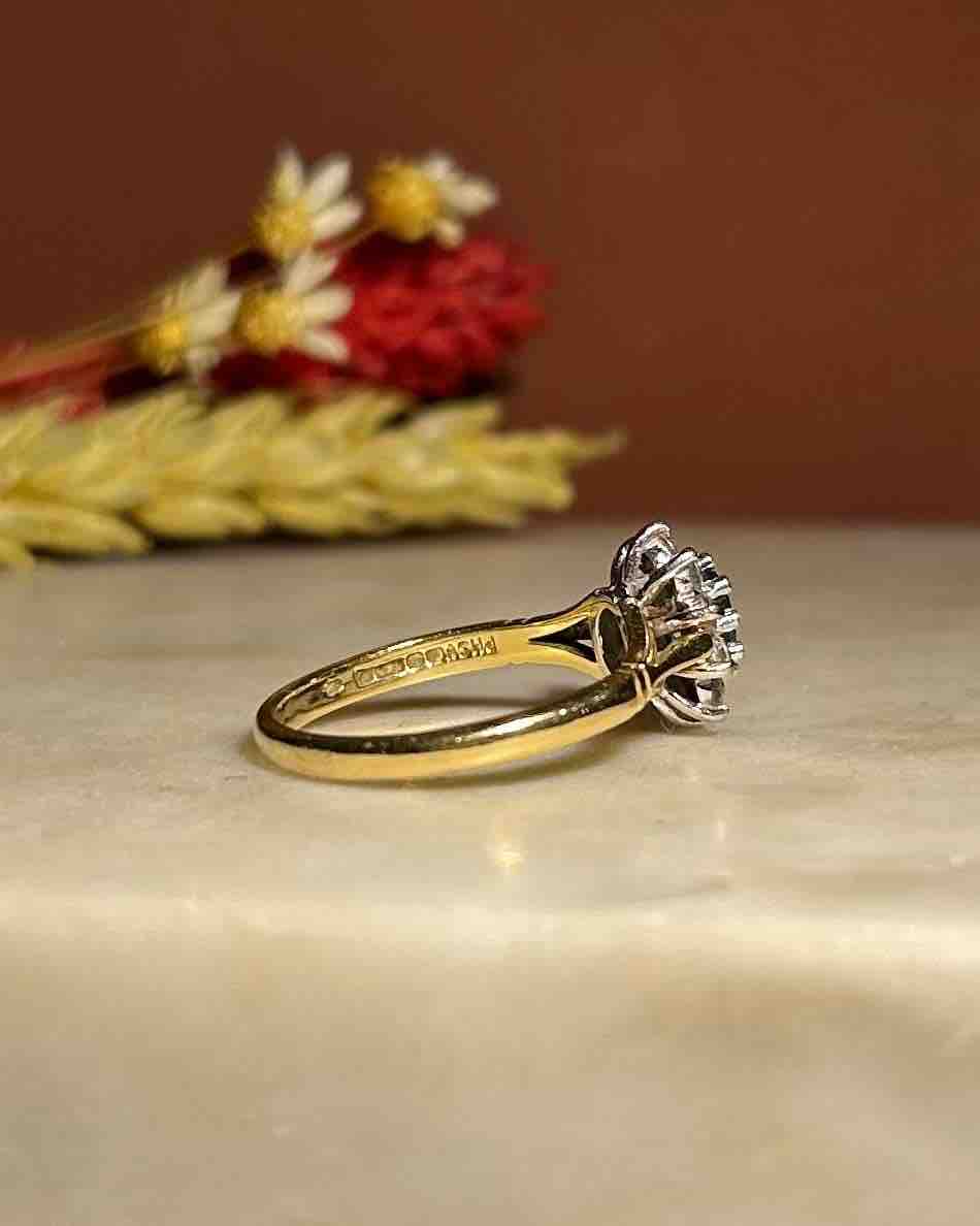 "Mathilda" Emerald &amp;amp; Diamond Daisy Ring