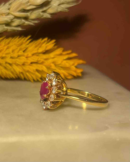 Bague Marguerite Rubis &amp; 10 Diamants &quot;Sophie&quot;