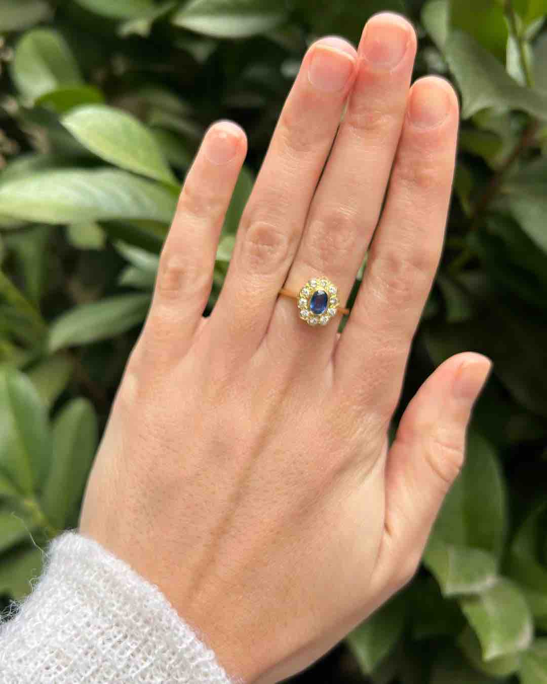 Bague Marguerite Saphir et Diamants "Ambre"