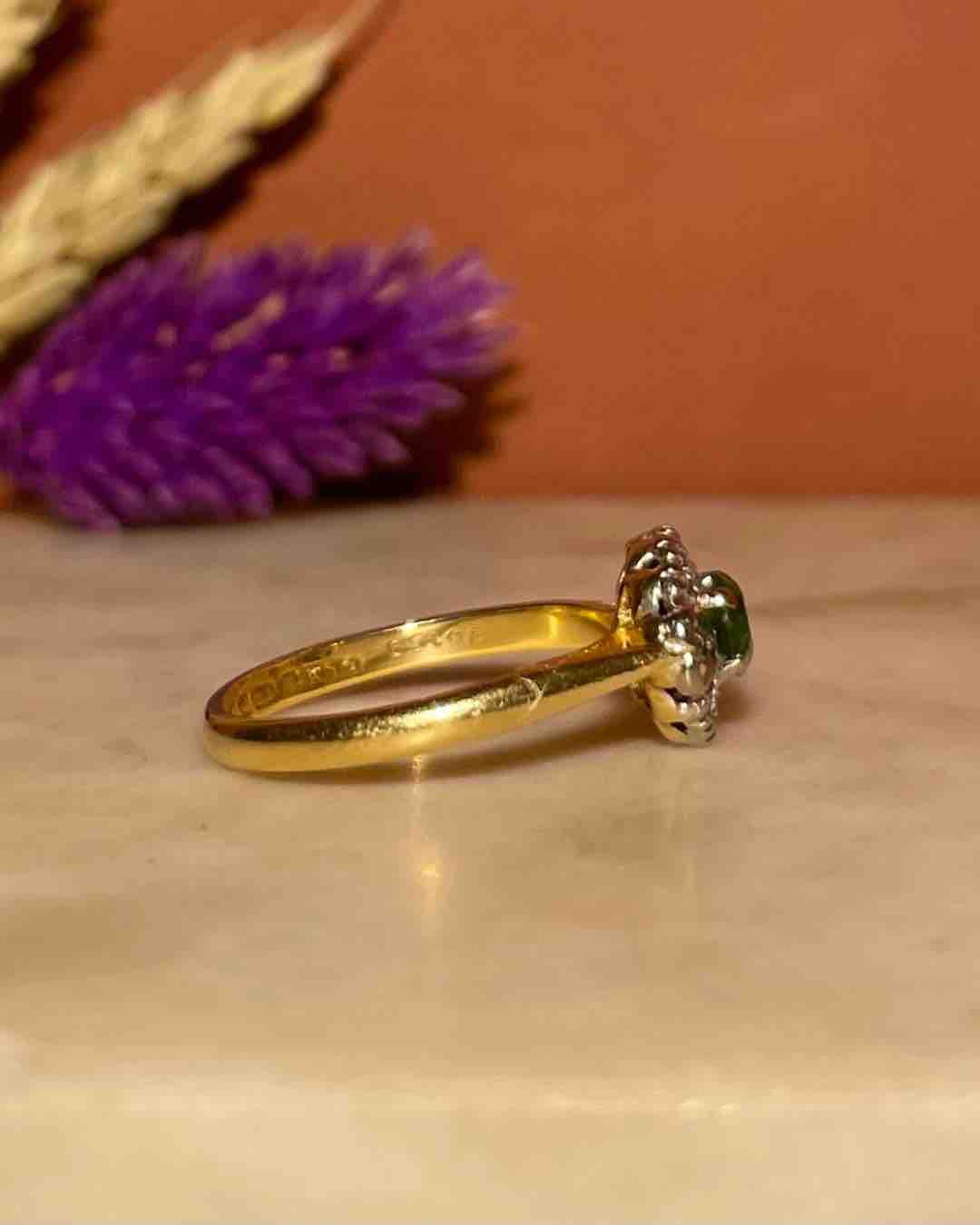 Bague Marguerite Tourmaline &amp; Diamants "Ophélie"