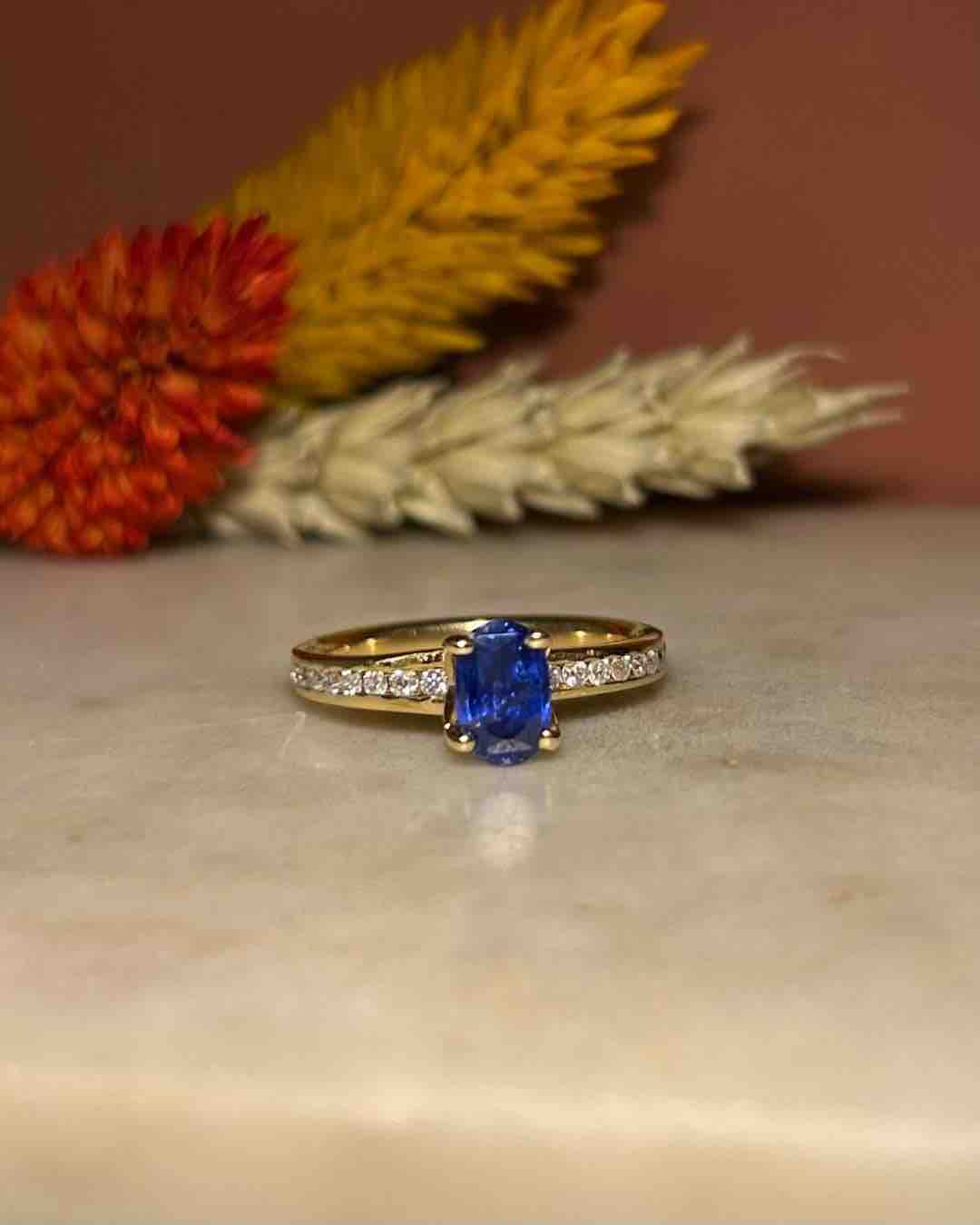 "Laurianne" Sapphire &amp;amp; Diamond Solitaire Ring