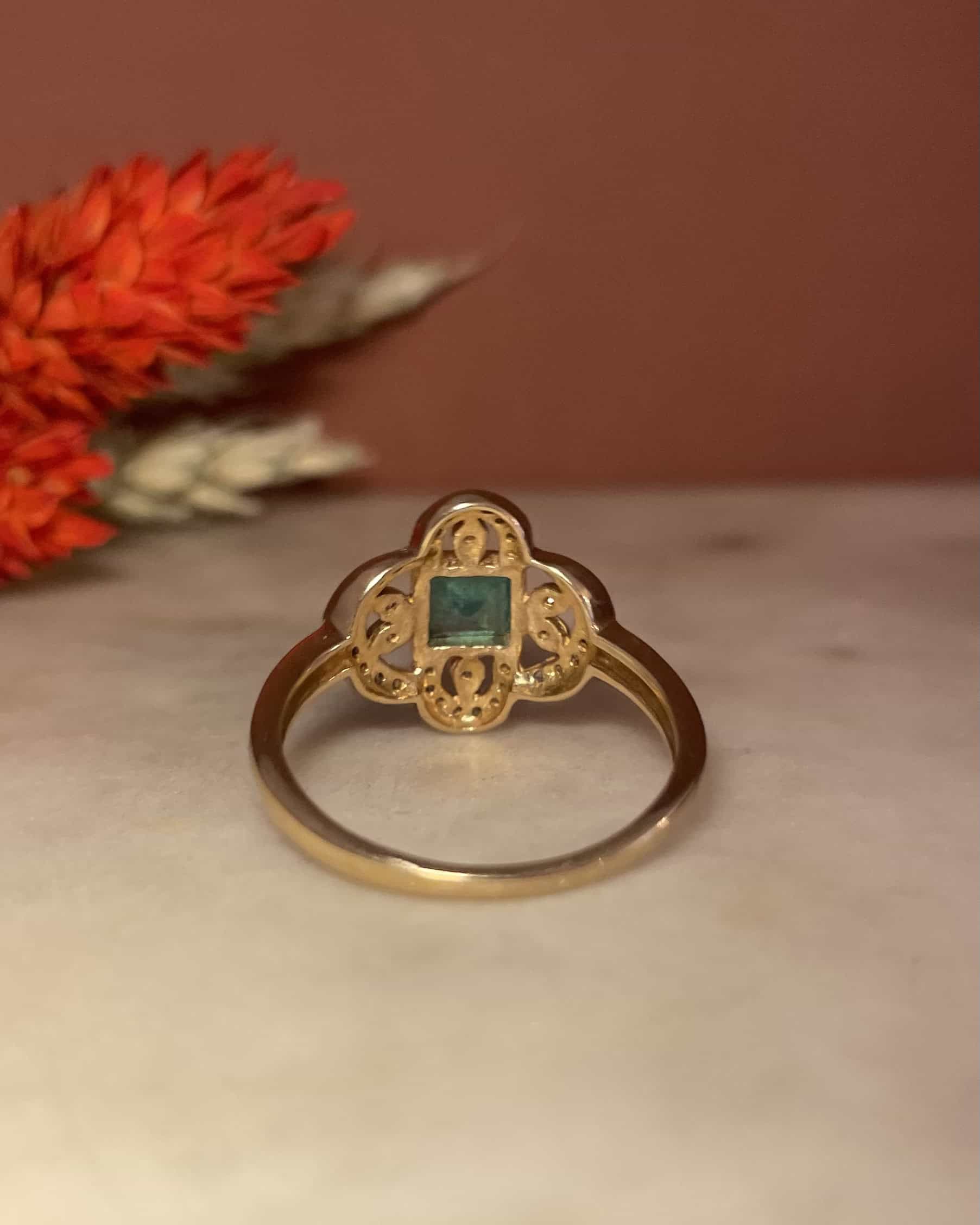 Bague Style Art-Déco Emeraude &amp; Diamants "Soline"