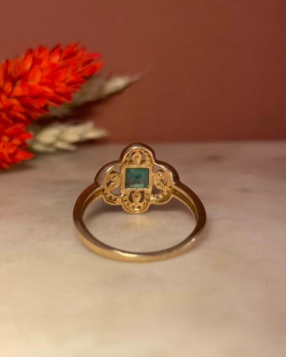 Bague Style Art-Déco Emeraude &amp; Diamants &quot;Soline&quot;