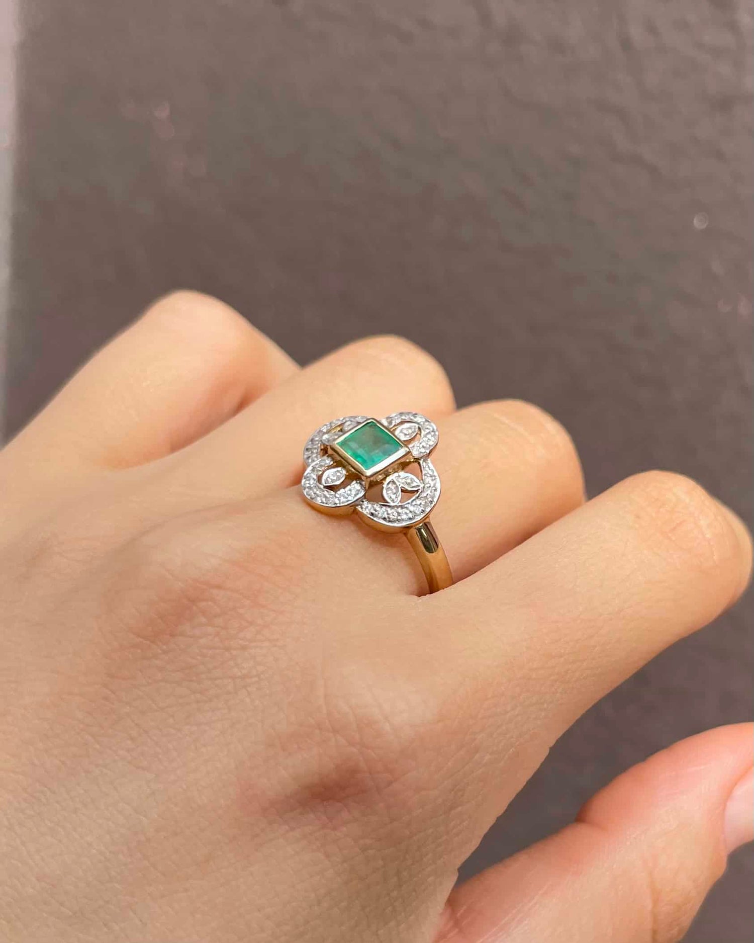 Bague Style Art-Déco Emeraude &amp; Diamants &quot;Soline&quot;