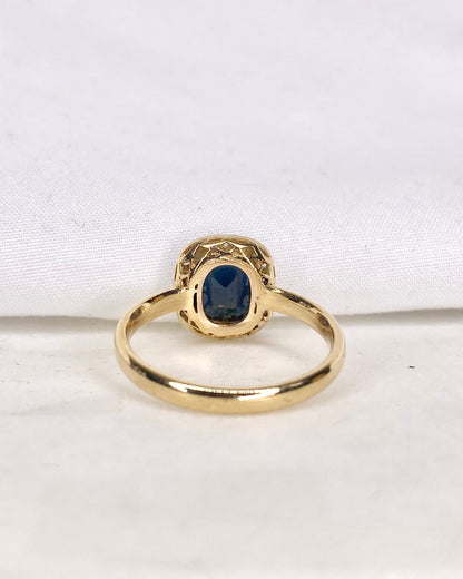 Bague Style Art-Deco Saphir 1.80 carat &amp; Diamants &quot;Simmy&quot;