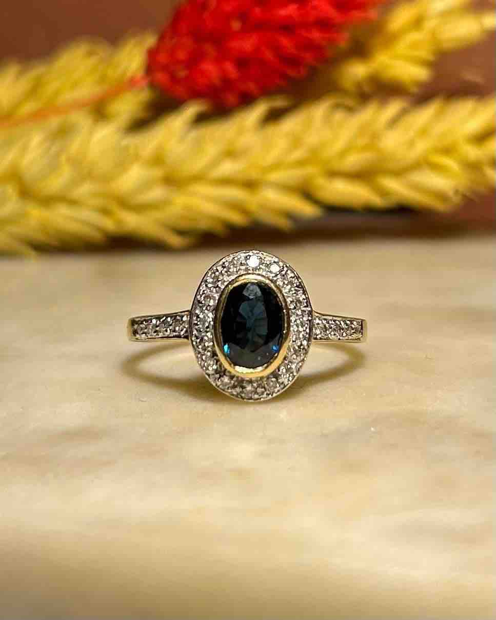 Bague Style Art-Déco Saphir &amp; Diamants &quot;Paloma&quot;
