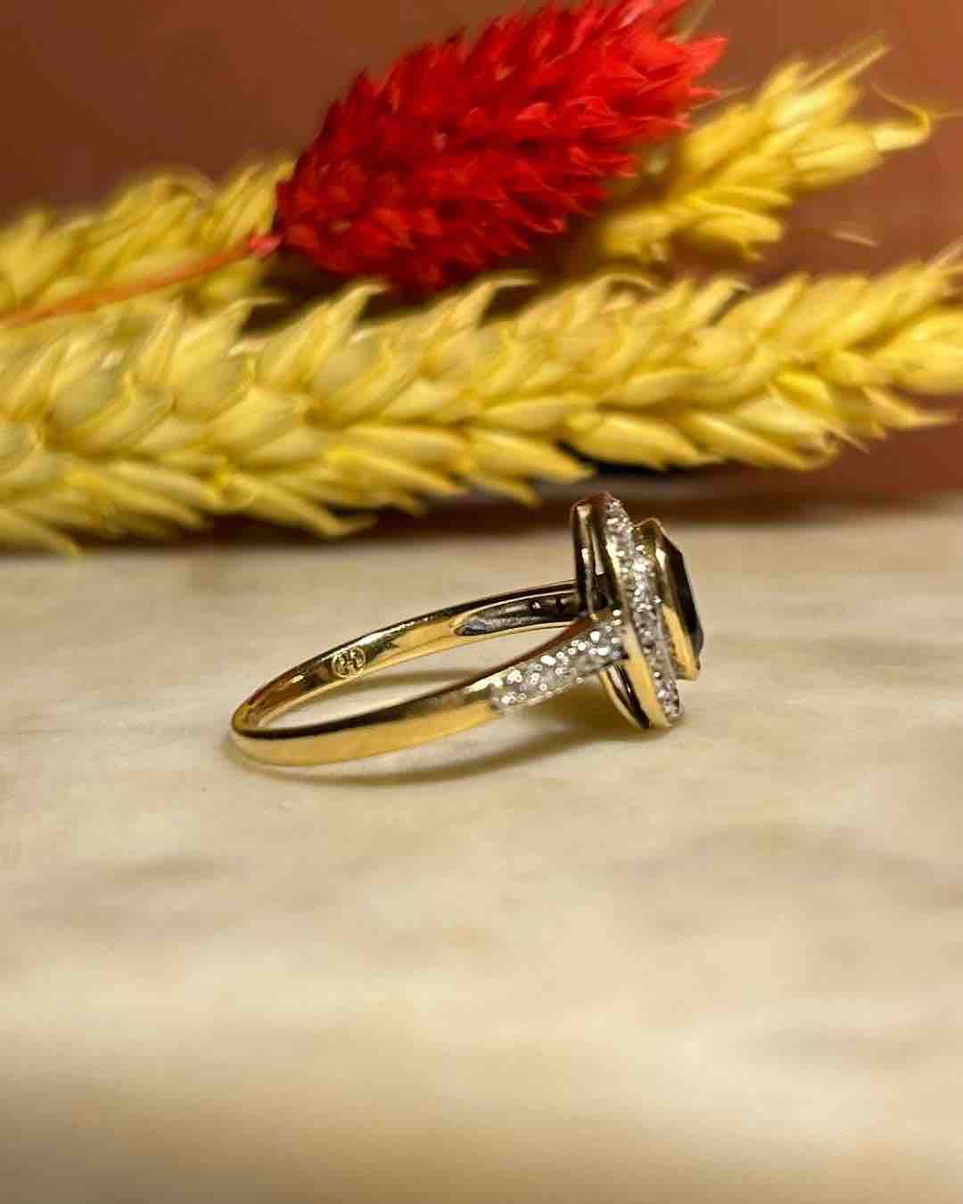 Bague Style Art-Déco Saphir &amp; Diamants &quot;Paloma&quot;