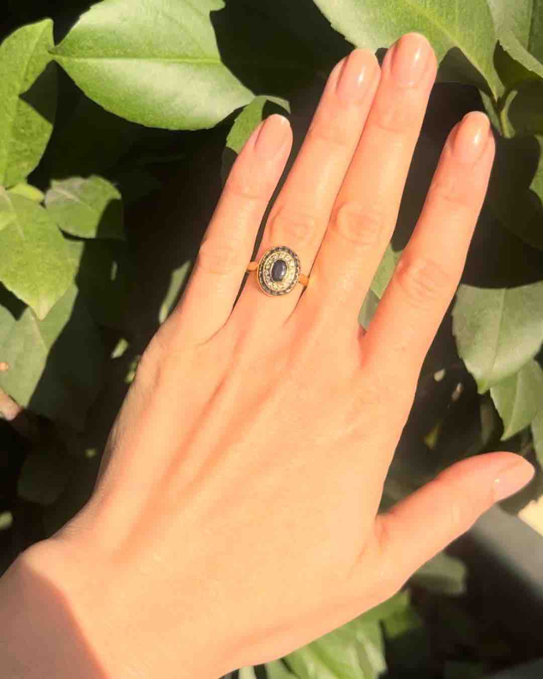 Bague Style Art-Déco Saphirs et Diamants "Orora" - Elliade Paris