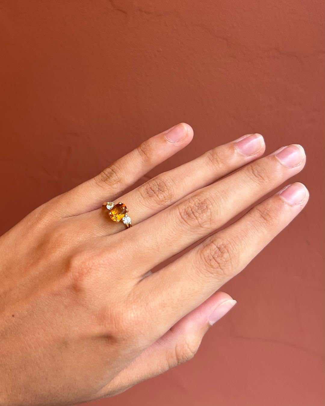 "Louisa" Citrine &amp;amp; Aquamarine Trilogy Ring