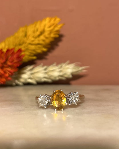 Bague Trilogie Citrine &amp; Diamants &quot;Mylenne&quot;