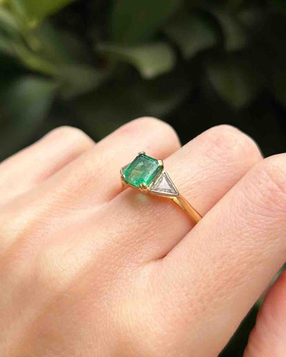 1.80 carat Emerald and Diamond Trilogy Ring &quot;Jailys&quot;