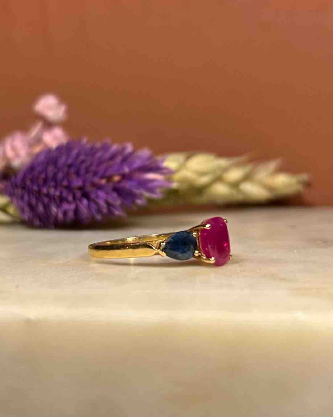 Bague Trilogie Rubis &amp; Saphirs &quot;Lydie&quot;
