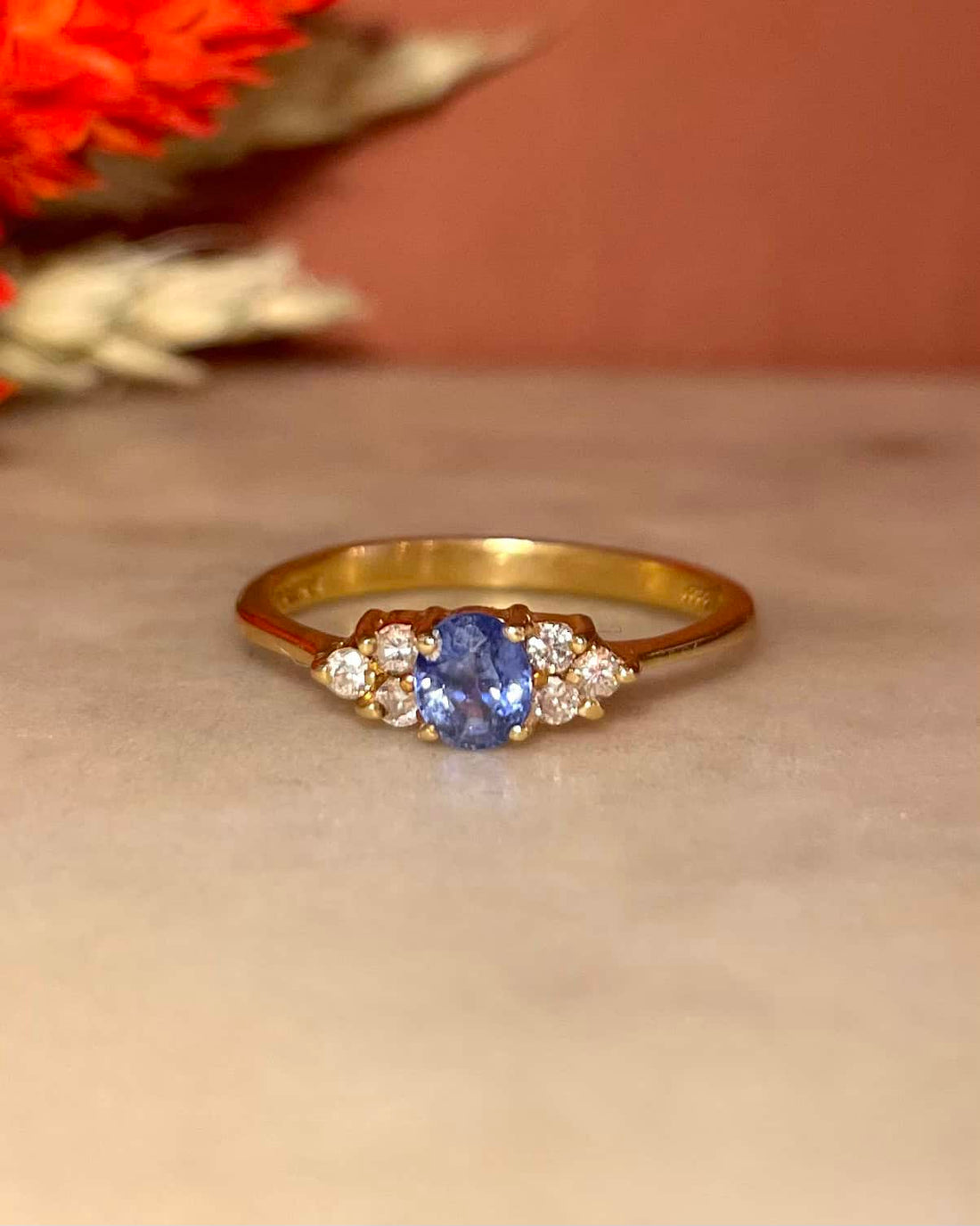 Bague Trilogie Saphir &amp; 6 Diamants &quot;Camille&quot;