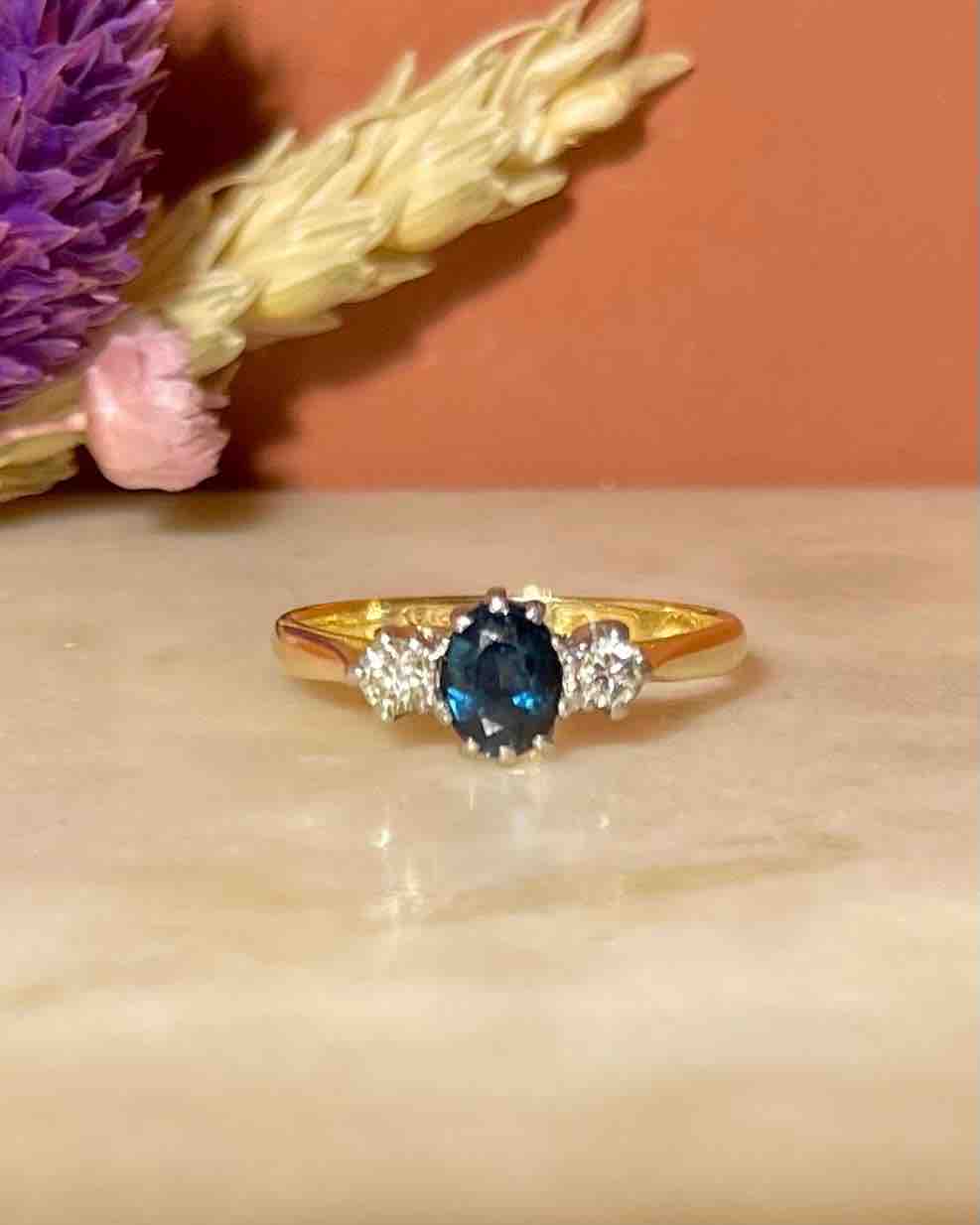 Bague Trilogie Saphir &amp; Diamants &quot;Yuki&quot;