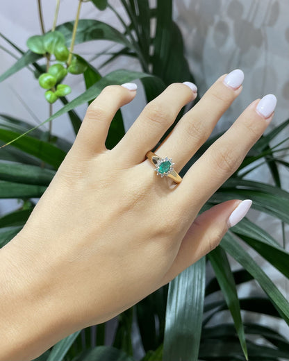 Bague Marguerite Emeraude &amp; Diamants &quot;Isabeau&quot;