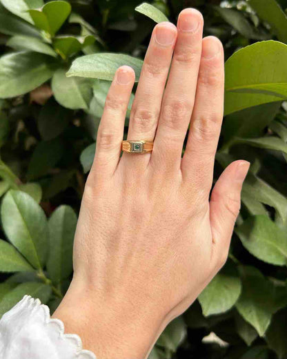 Bague Vintage Jonc Émeraude "Hortensia"
