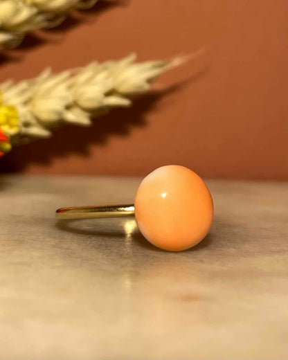 Bague Solitaire Corail Peau d&