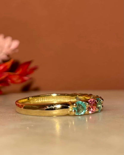 Demi Alliance 7 Tourmalines Roses et Vertes &quot;Tammy&quot;