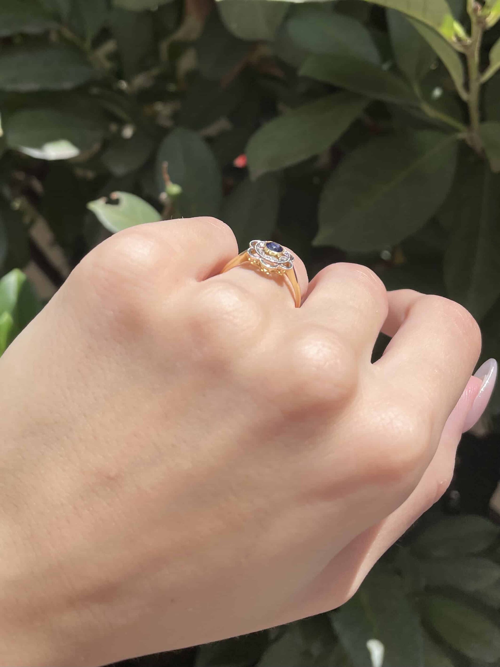 Bague Art-Déco Saphir &amp; Diamants « Sandrane »