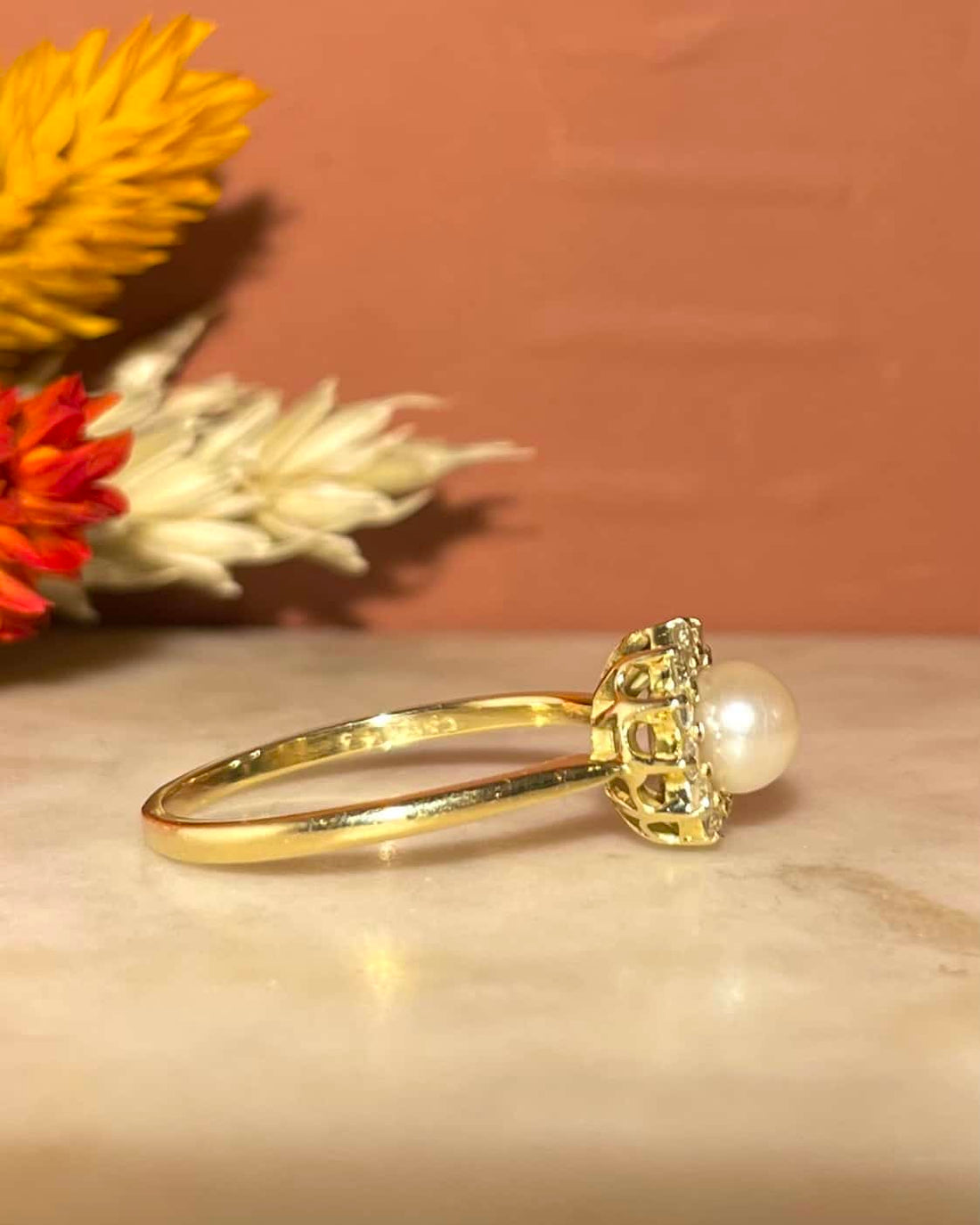 Bague Marguerite Perle & 12 Diamants "Jensyn"
