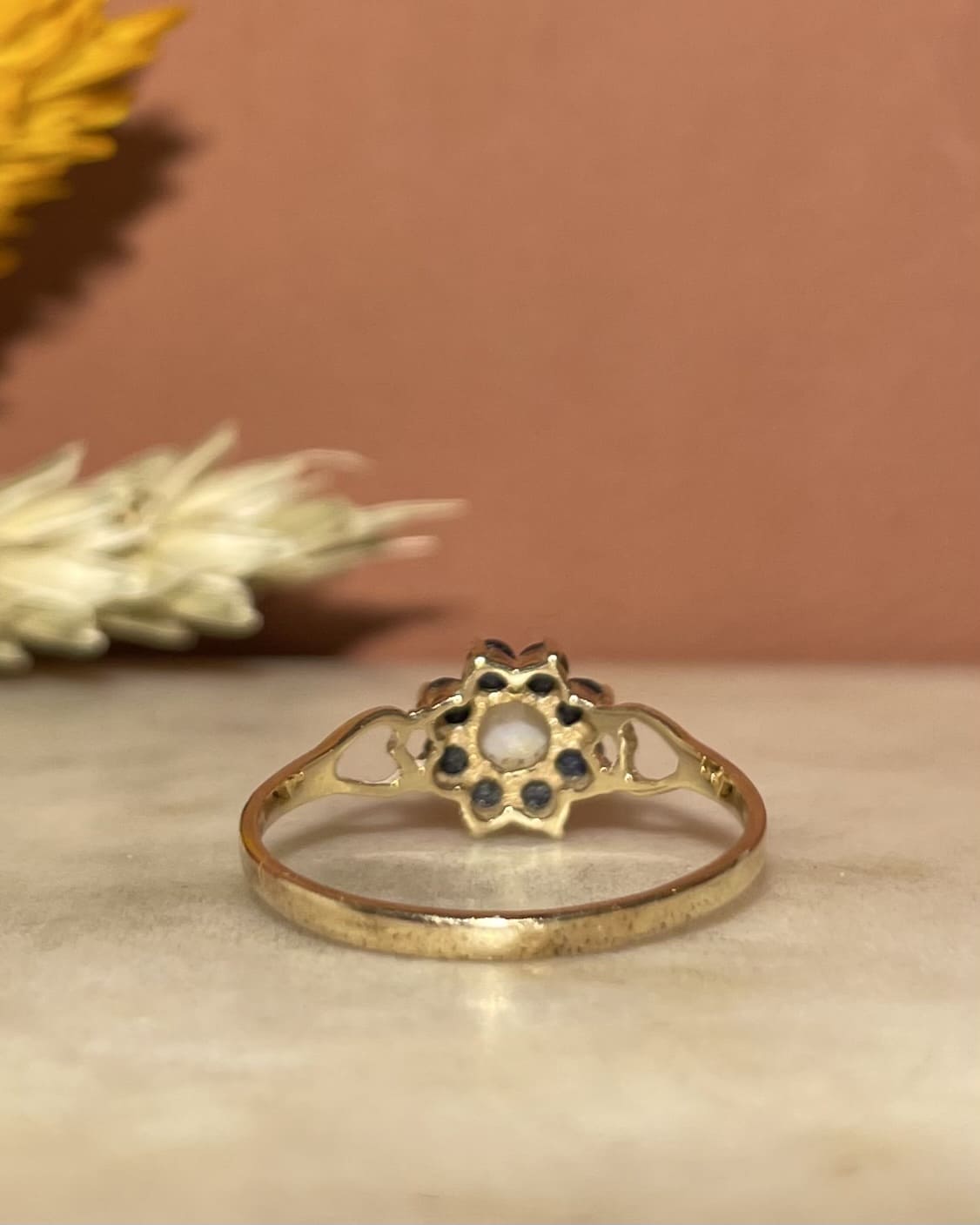 Bague marguerite Opale &amp; Saphirs &quot;Flavie&quot;