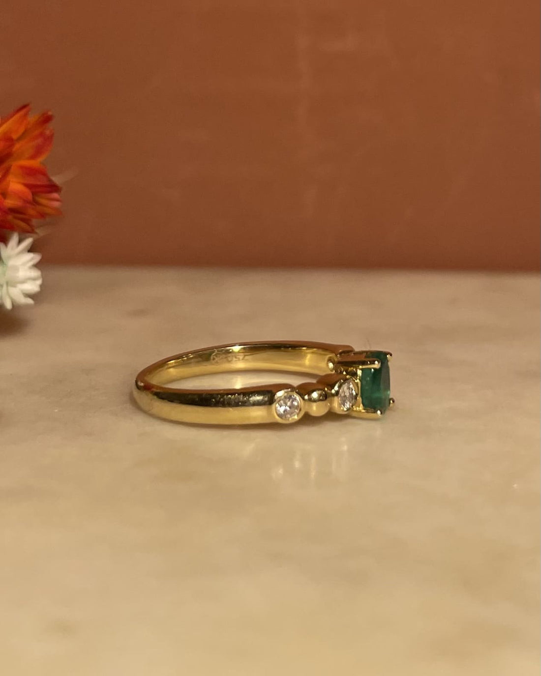 Bague Solitaire Emeraude &amp; Diamants &quot;Dua&quot;