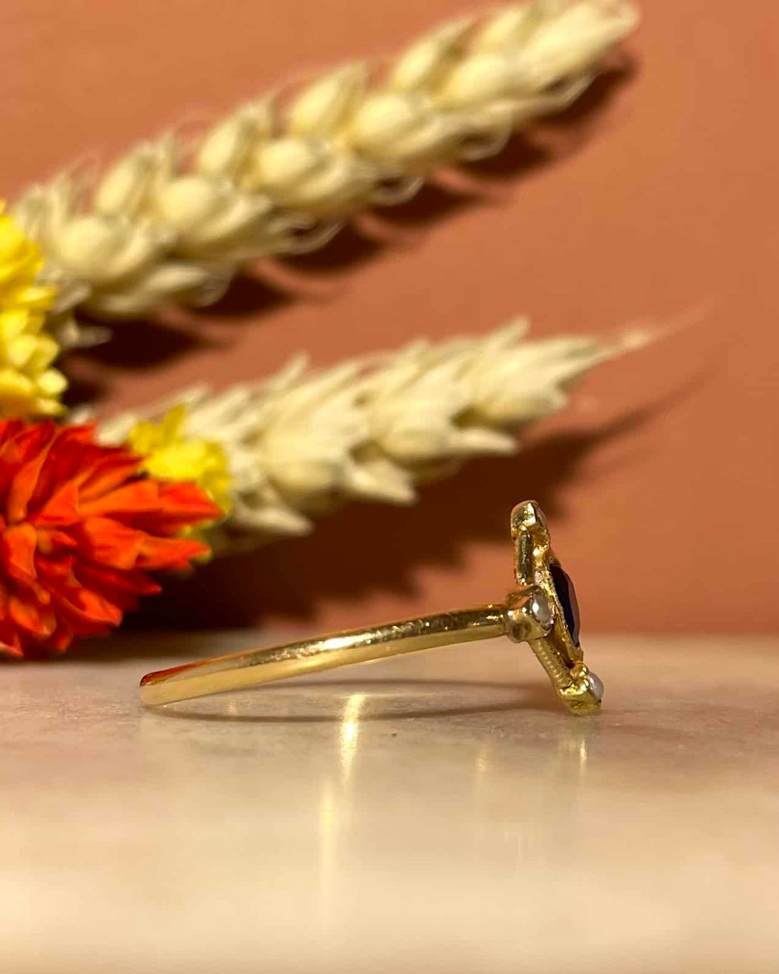 Bague XIXe Saphir &amp; Perles &quot;Maggy&quot;
