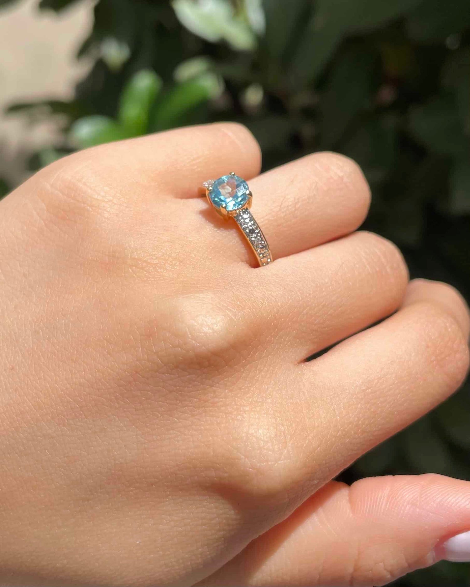 Bague Solitaire Topaze &amp; Diamants &quot;Jennah&quot;