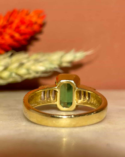 Bague Solitaire Tourmaline 1.40 carat &amp; Diamants &quot;Palmyre&quot;