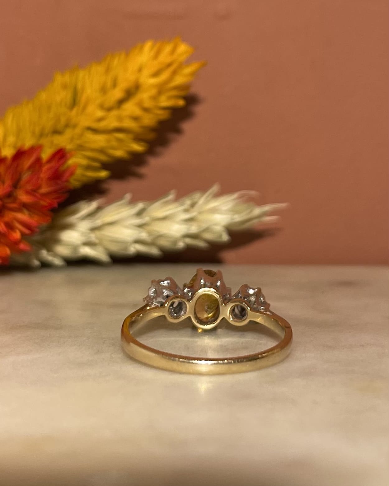 Bague Trilogie Citrine &amp; Diamants &quot;Mylenne&quot;