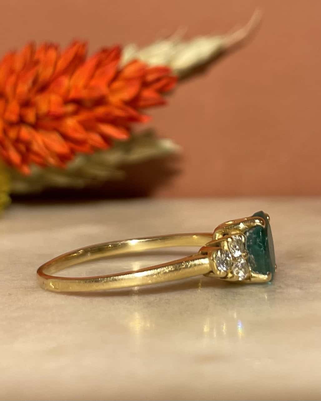 Bague Trilogie Emeraude &amp; Diamants &quot;Luciana&quot;