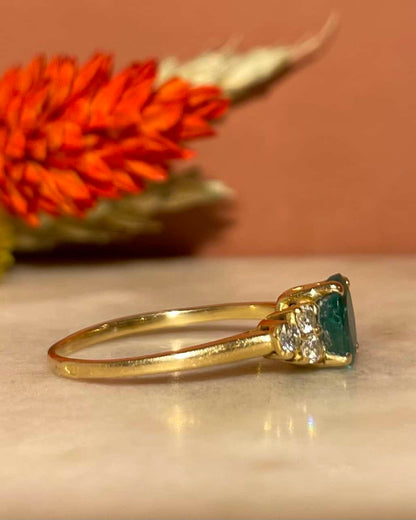 Bague Trilogie Emeraude &amp; Diamants &quot;Luciana&quot;