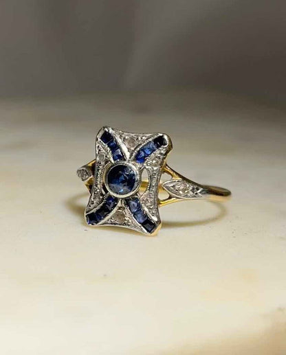Bague Art-Déco Saphirs et Diamants &quot;Simone&quot;