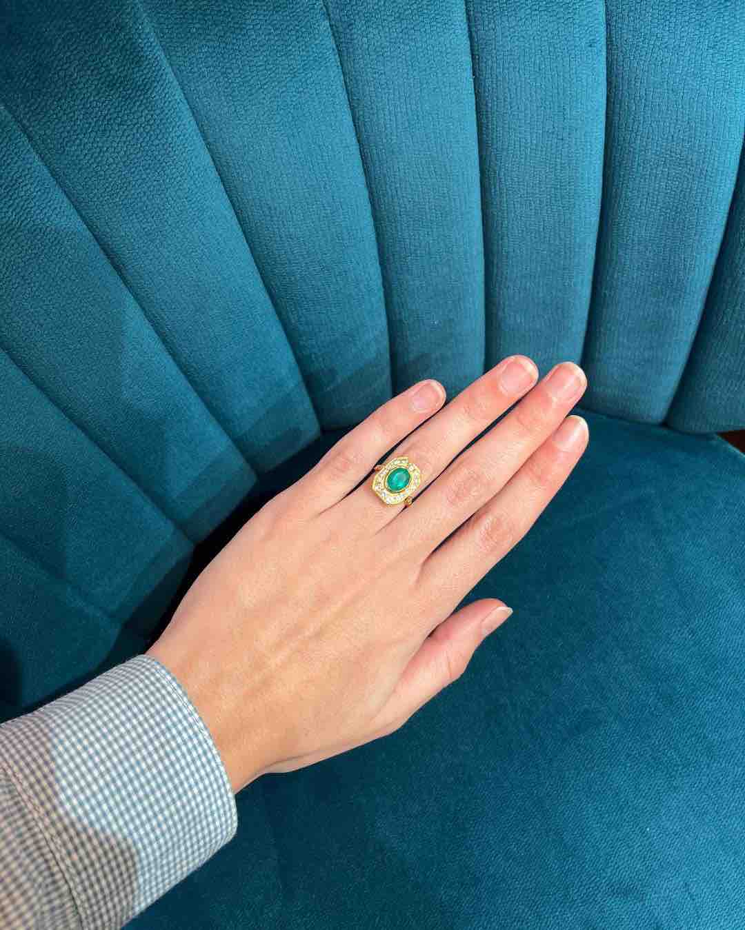Bague Art-déco émeraude &amp; diamants "Téa"