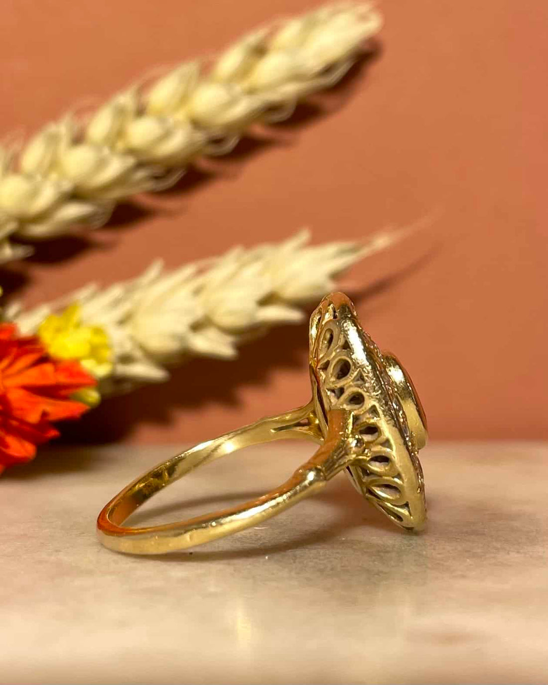 Bague Style Art-Déco Rubis &amp; 20 Diamants &quot;Adrienne&quot;