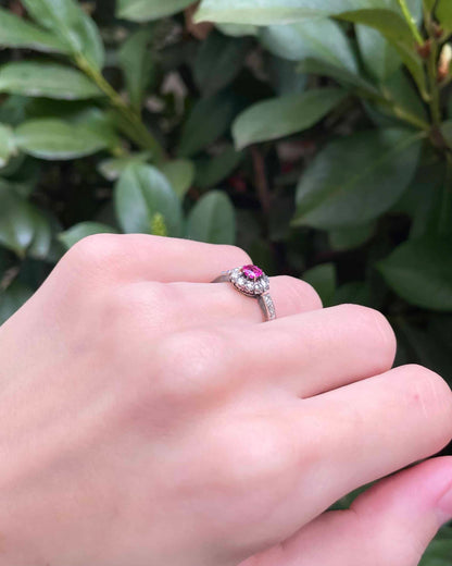 Bague Marguerite Saphir Rose &amp; 16 Diamants &quot;Fallon&quot;