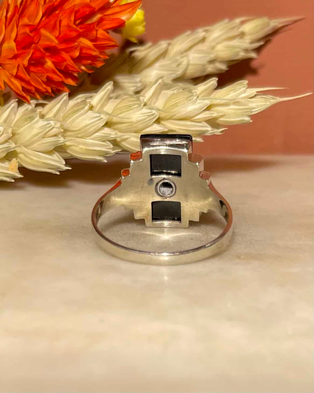 Bague Art-déco Onyx &amp; Diamant &quot;Yvonne&quot;