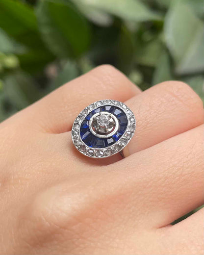 Bague Art-déco Saphirs &amp; Diamants &quot;Janiss&quot;