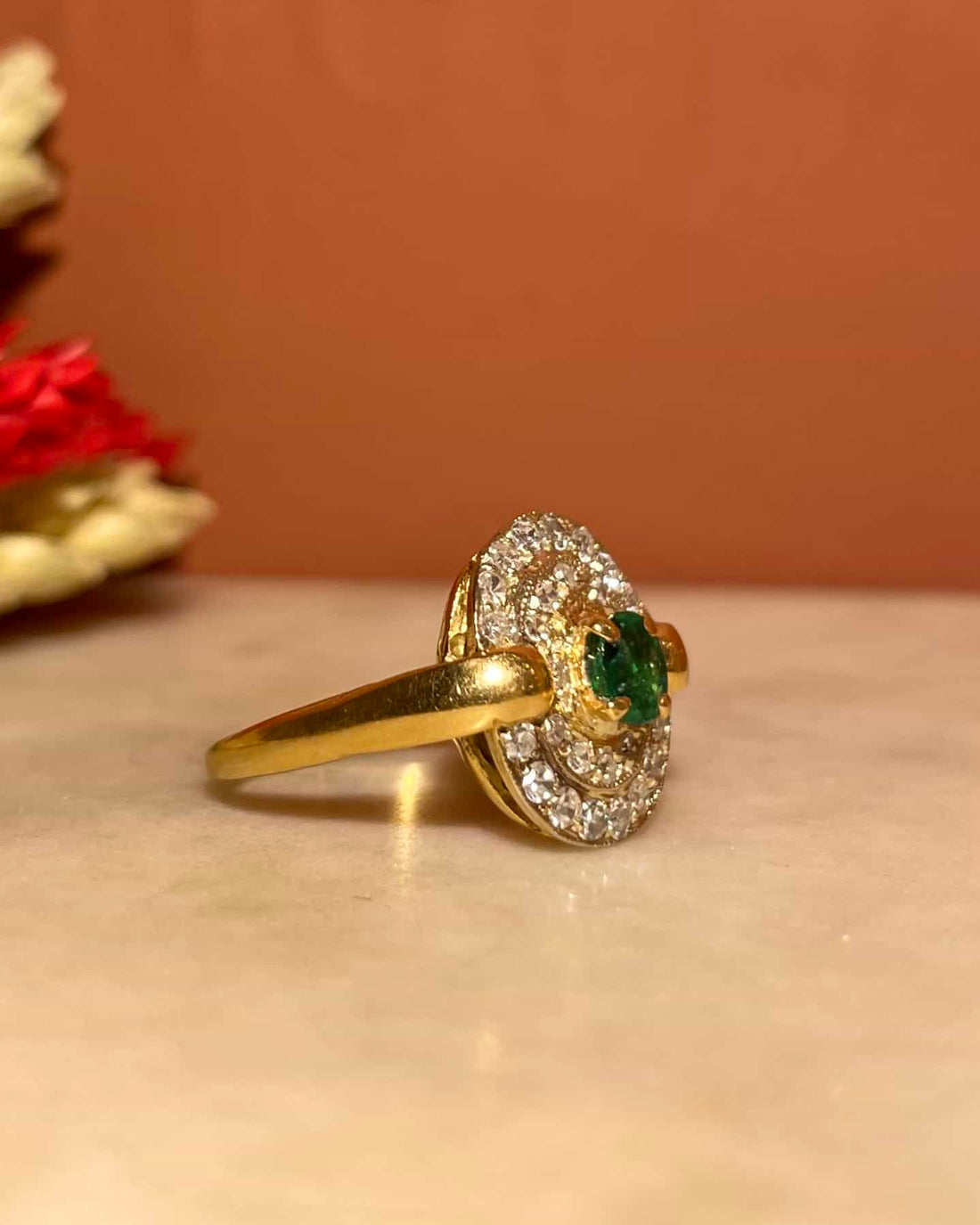 Bague style Art-Déco émeraude &amp; diamants &quot;Artémis&quot;