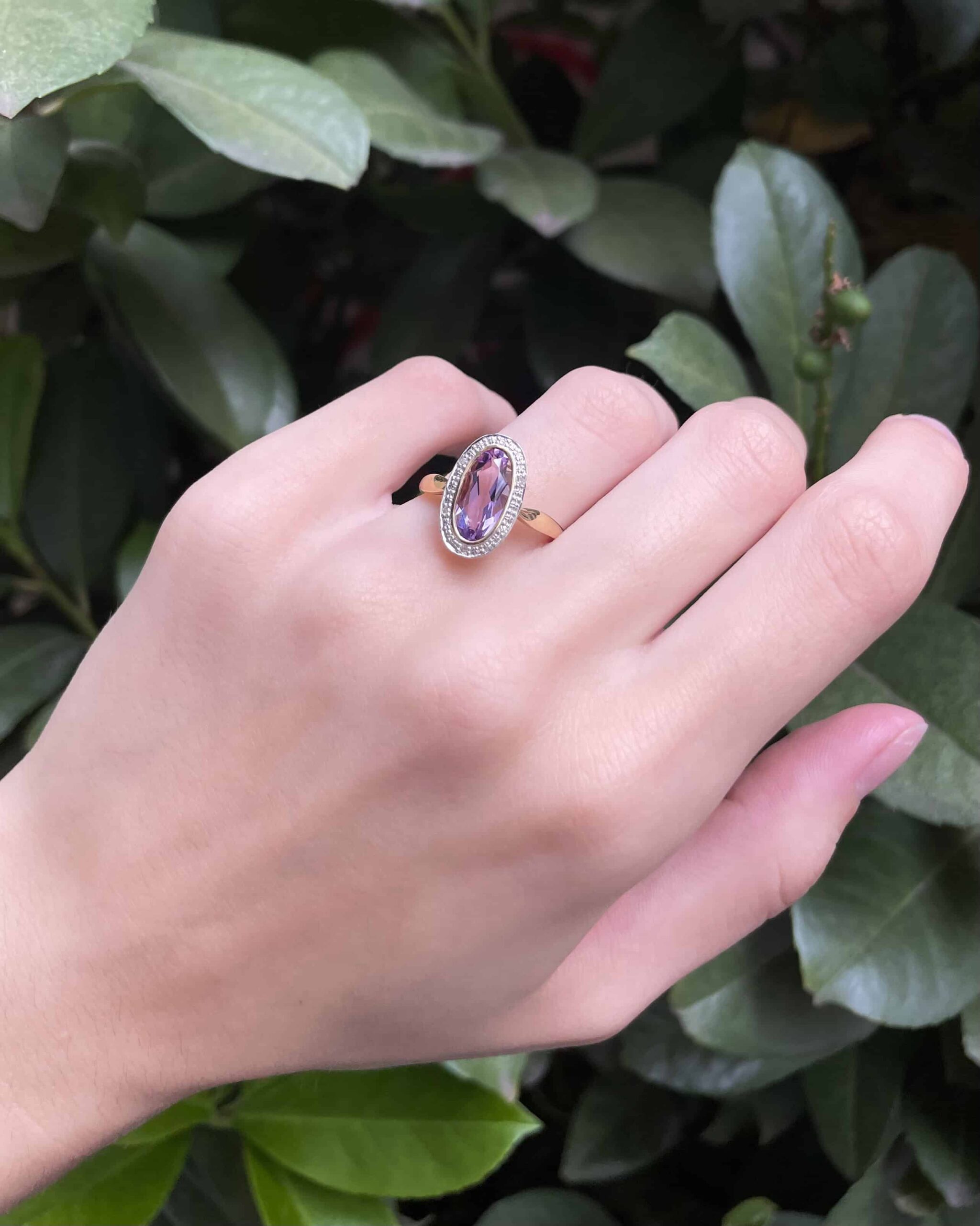 Bague Style Art-Déco Améthyste 1.60 carat &amp; Diamants "Maera"