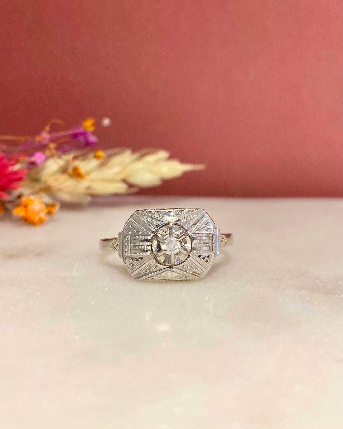 Bague Vintage Art-Déco Diamant &quot;Claudine&quot;