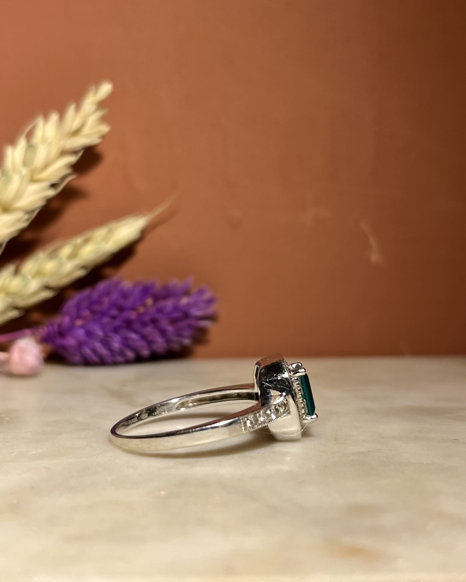 Art Deco Style Emerald &amp;amp; Diamond "Kelly" Ring