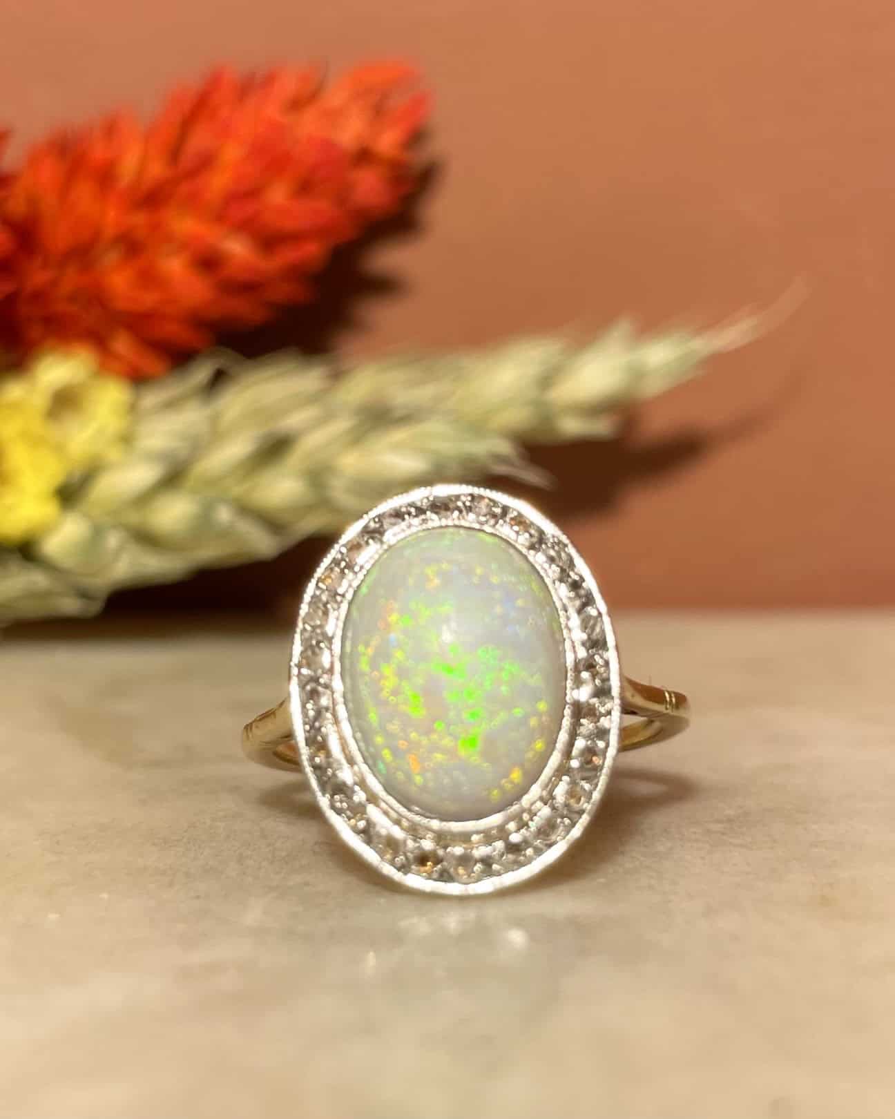 Bague marguerite Opale 2.15 carats &amp; Diamants "Kéloa"