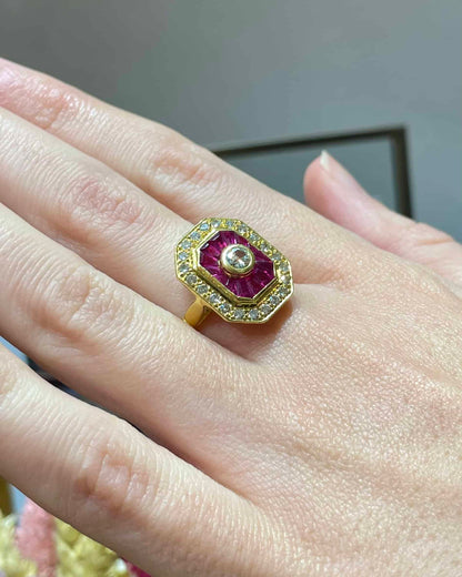 Bague Art-Déco Rubis &amp; Diamants &quot;Vivienne&quot;
