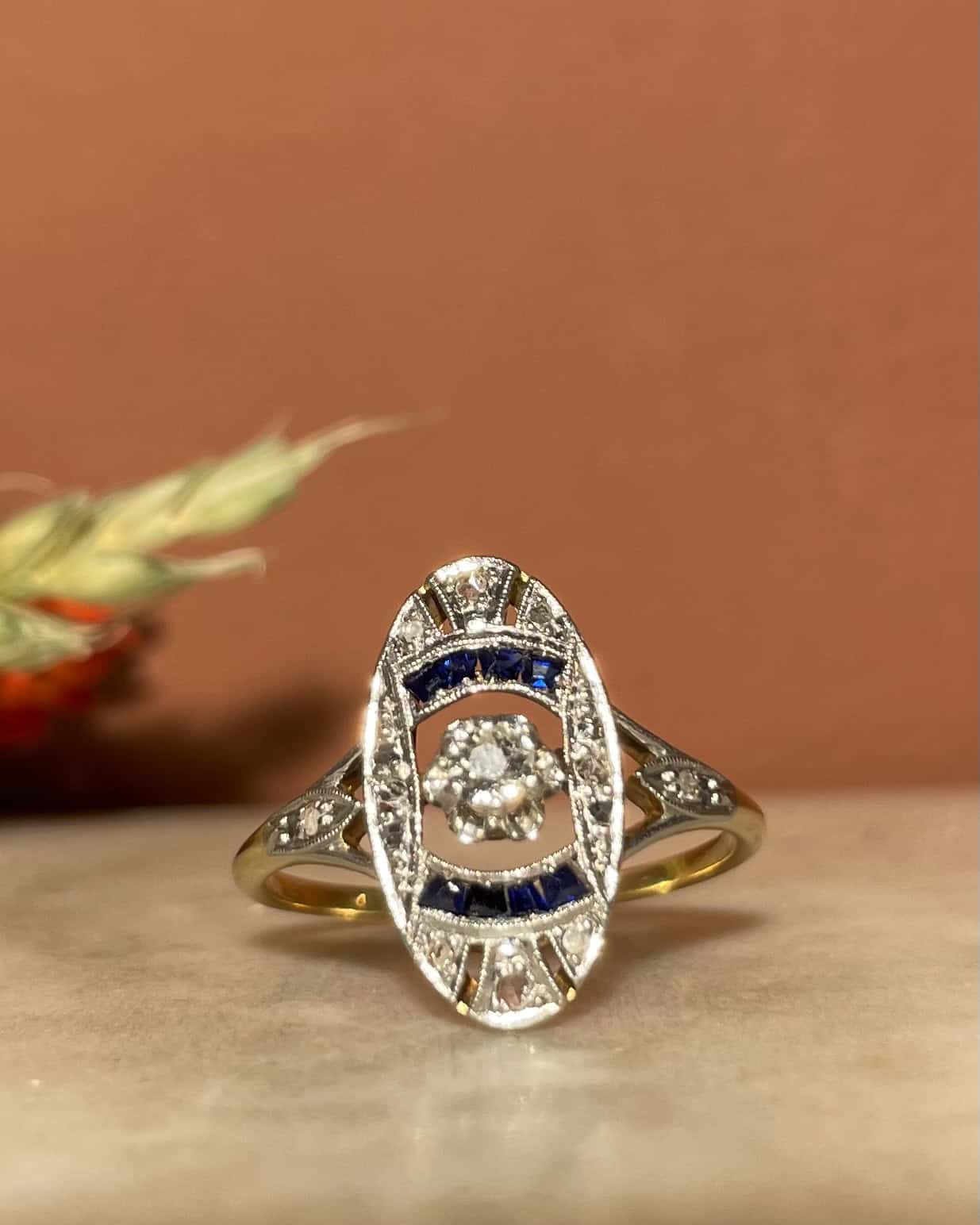 Bague Art-Déco Saphirs &amp; Diamants &quot;Milena&quot;