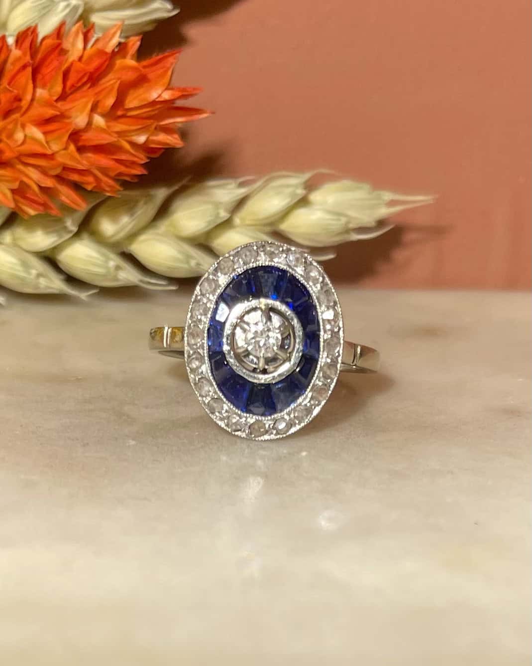 Bague Art-déco Saphirs &amp; Diamants &quot;Janiss&quot;